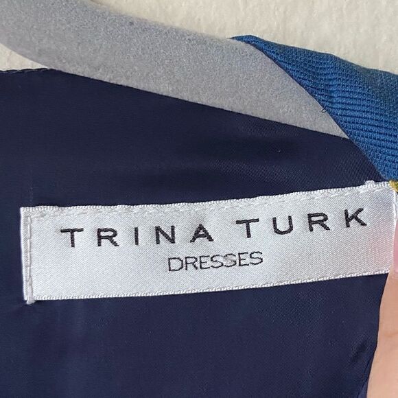 Trina Turk Mini Colorful Dress Short Sleeve Floral Stretch Crepe Shift Size XS - Picture 11 of 12